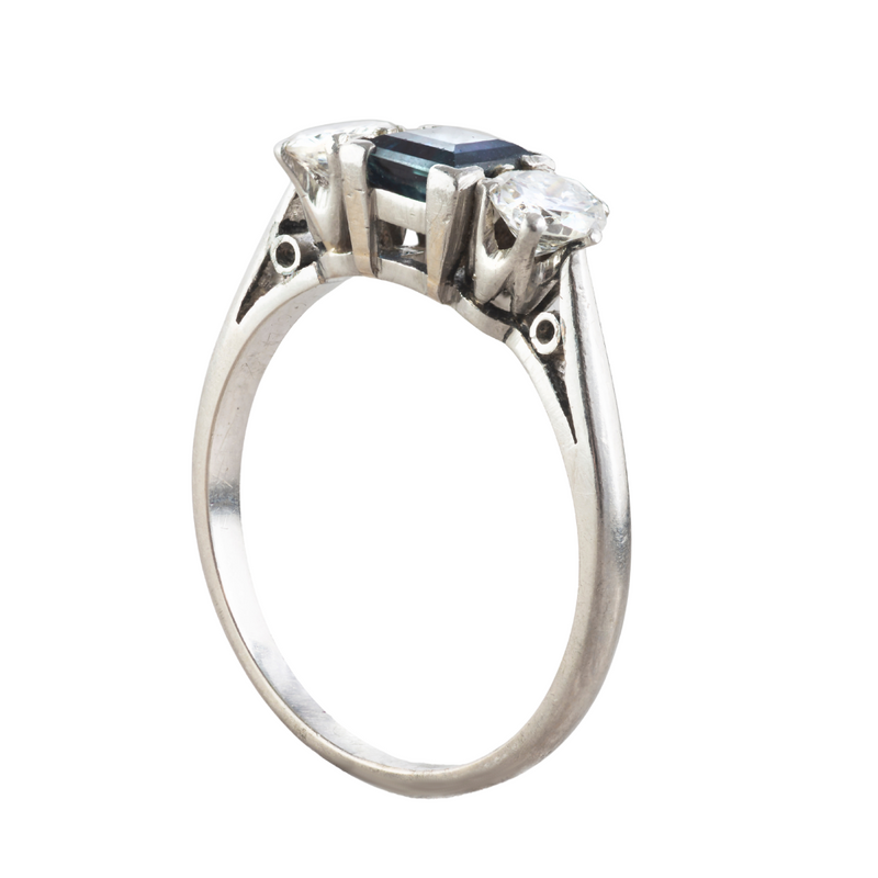 Three Stone Sapphire Diamond Ring