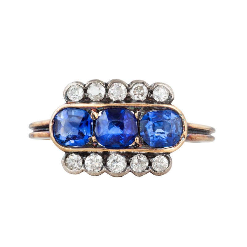 Deco Sapphire Diamond Ring