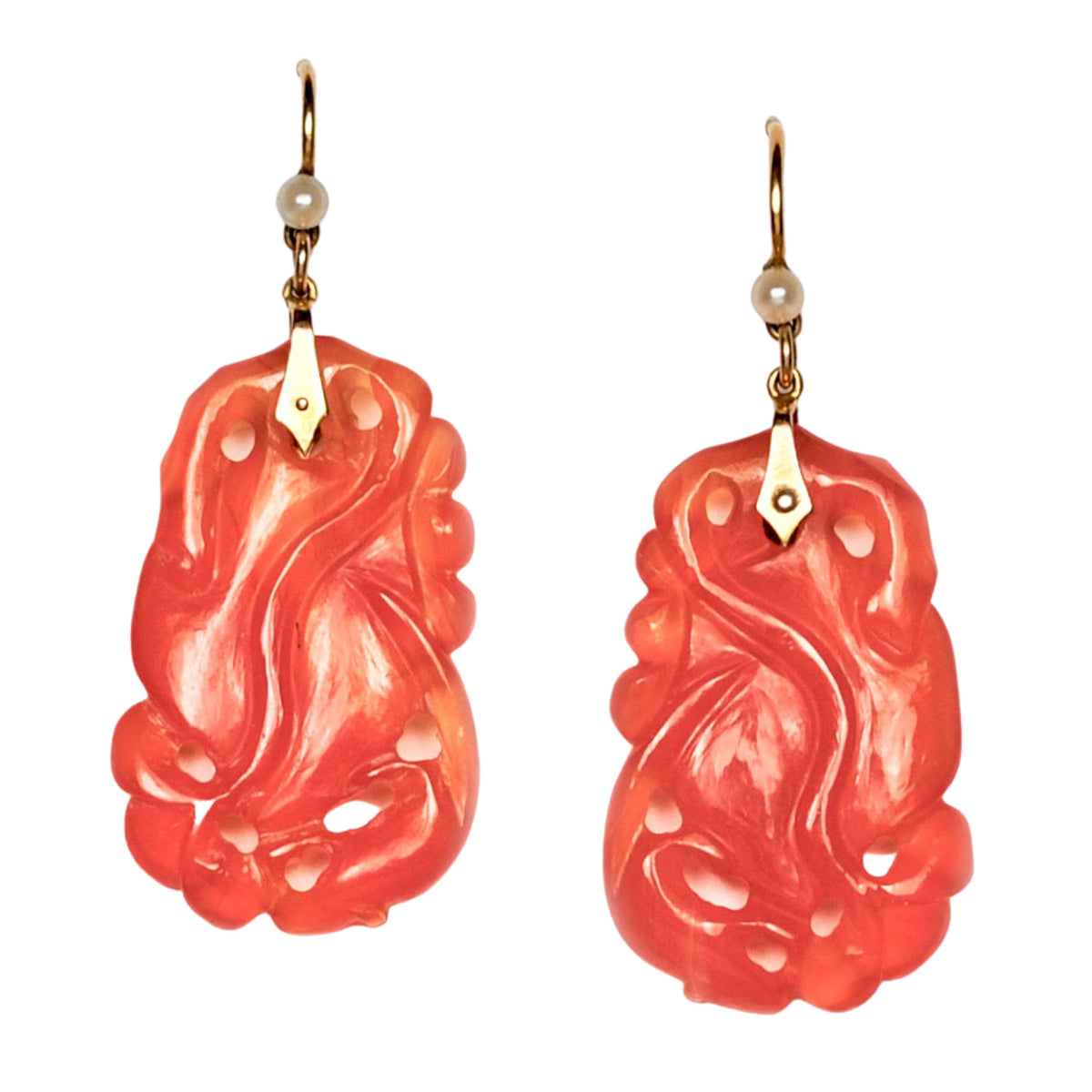 Pair of Carnelian and Pearl Earrings