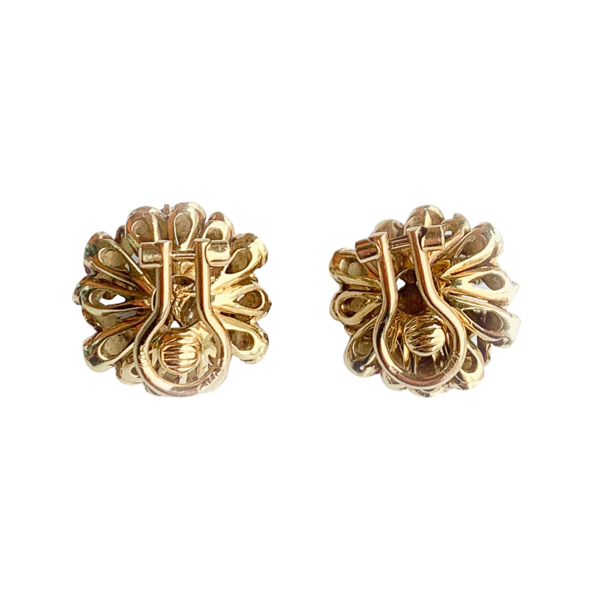 Pair of Italian Burma Ruby Gold Earrings
