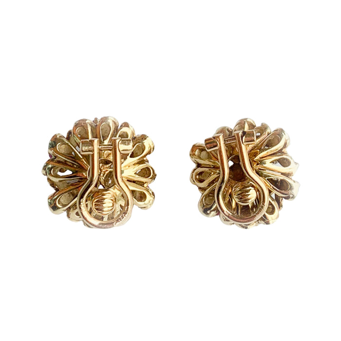 Pair of Italian Burma Ruby Gold Earrings