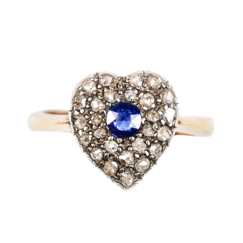 Antique Sapphire Diamond Heart Ring