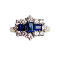 Geometric Sapphire Diamond Ring