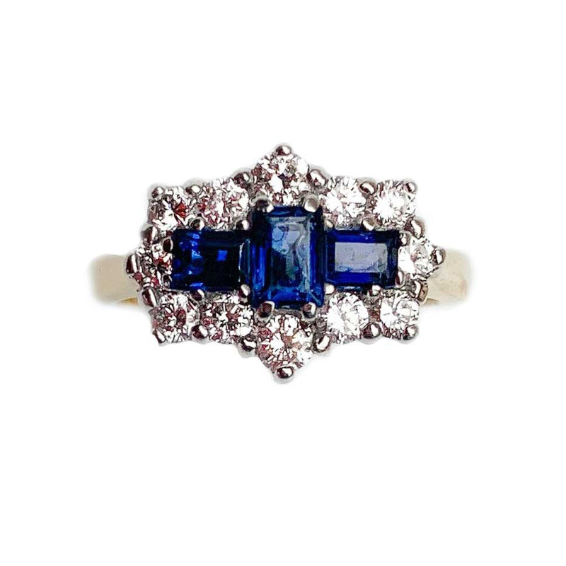 Geometric Sapphire Diamond Ring