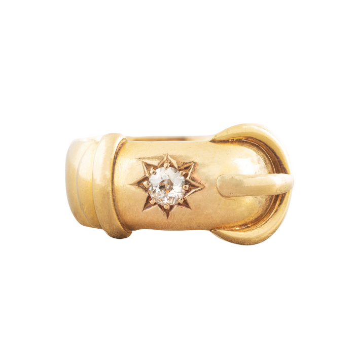 Gold Diamond Buckle Ring