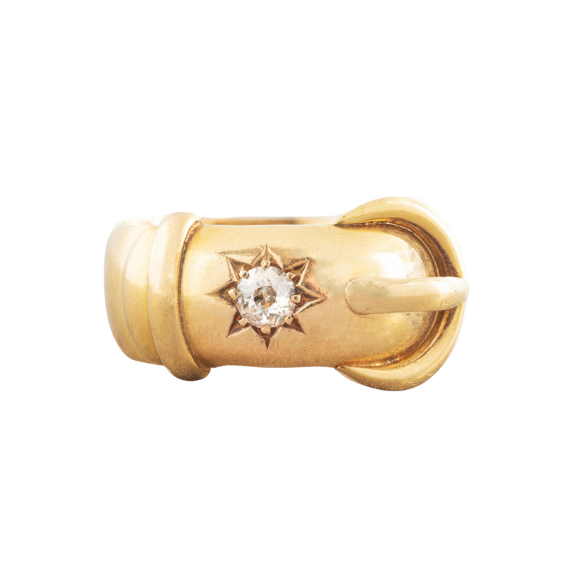 A Gold Diamond Buckle ring