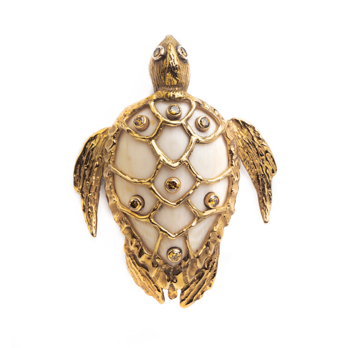 A Diamond and Gold Turtle Brooch by Roy King