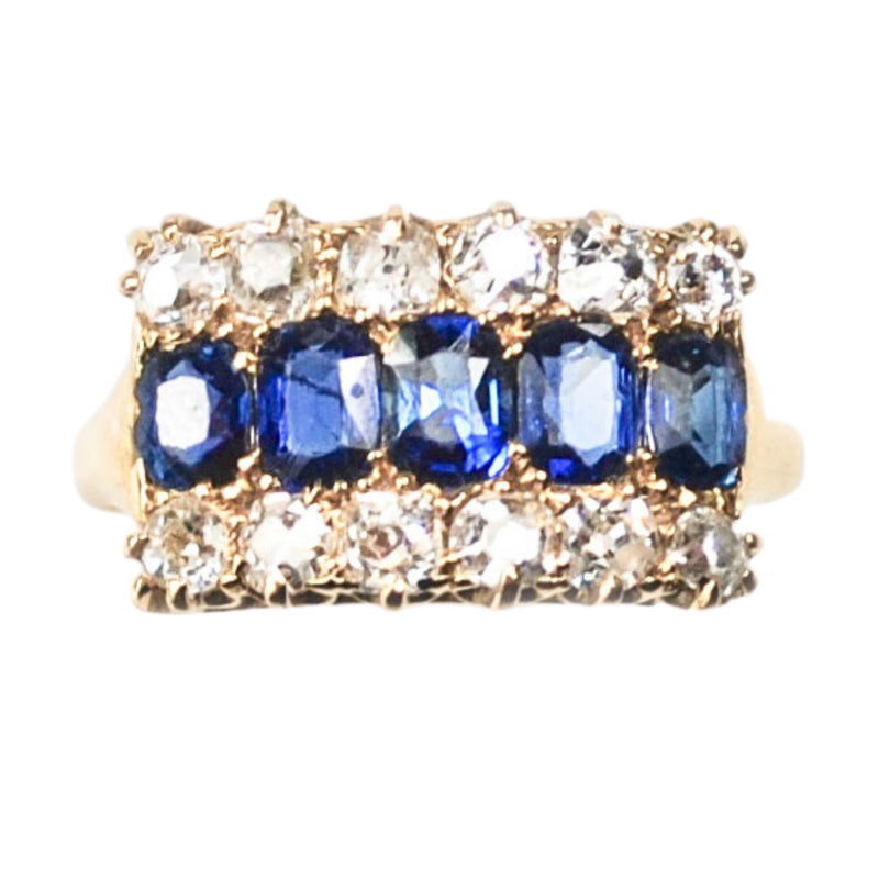 A 1930's Burmese Sapphire & Diamond Ring