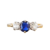 A Three Stone Sapphire Diamond Ring