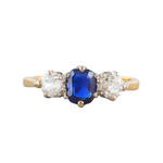 A Three Stone Sapphire Diamond Ring