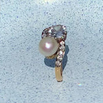 A Diamond Pearl Toi et Moi 18ct Gold Ring
