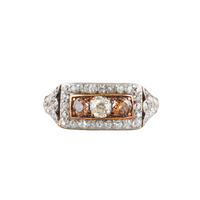 A Cognac Diamond Gold Ring