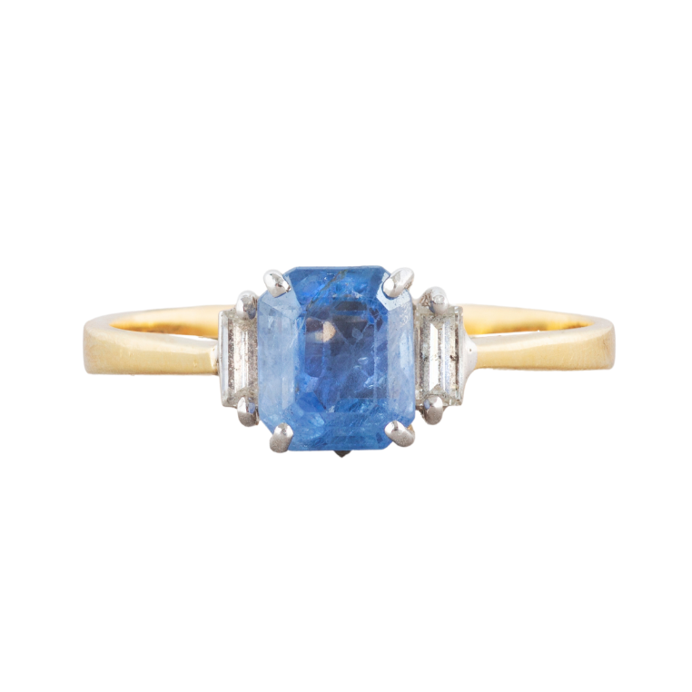 A Cornflower Sapphire and Diamond ring
