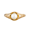 A Gold Foliate engraved Pearl ring