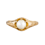 A Gold Foliate engraved Pearl ring