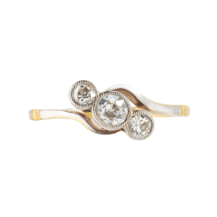 Three Stone Diamond Twist Ring