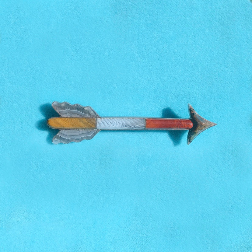 Victorian Silver & Agate Arrow Brooch