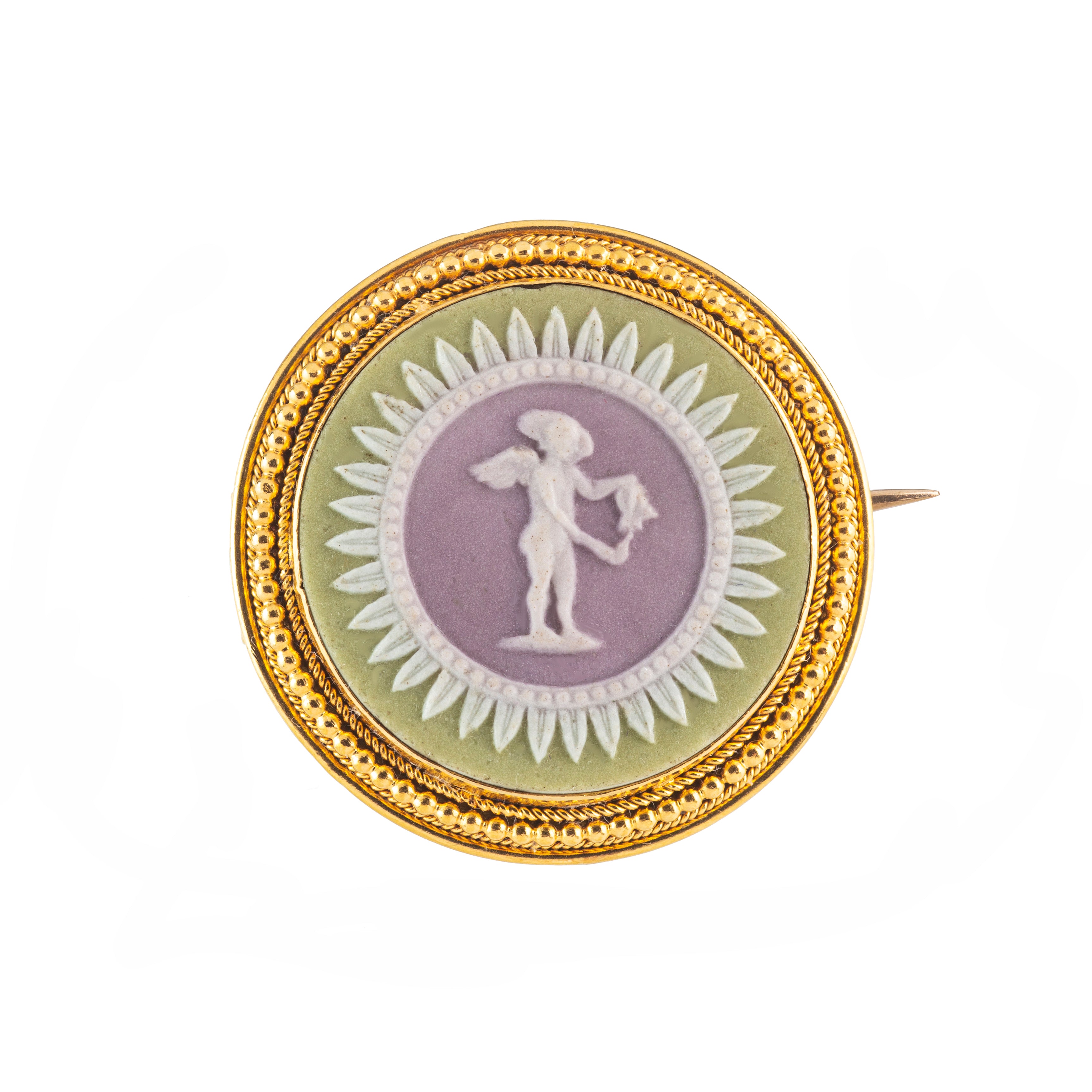 A Three Colour Gold Wedgwood Brooch E L T O N S