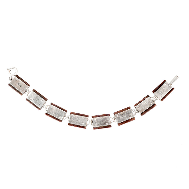 A Silver Wood Panel Bracelet