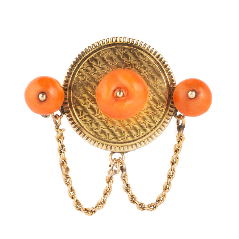 A Gold Coral Brooch