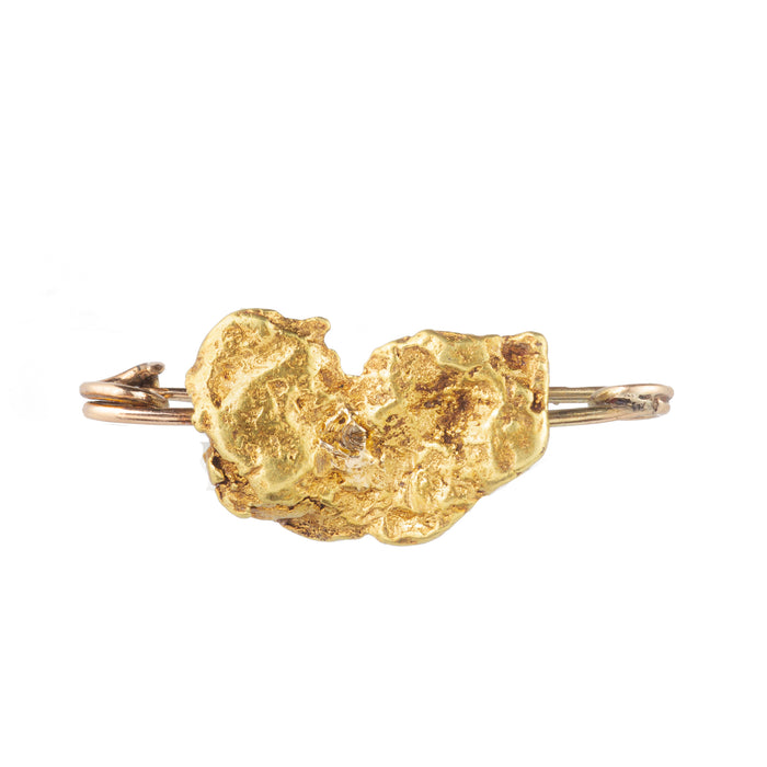 Antique American gold nugget brooch from the 1880s, made of raw 22ct gold.