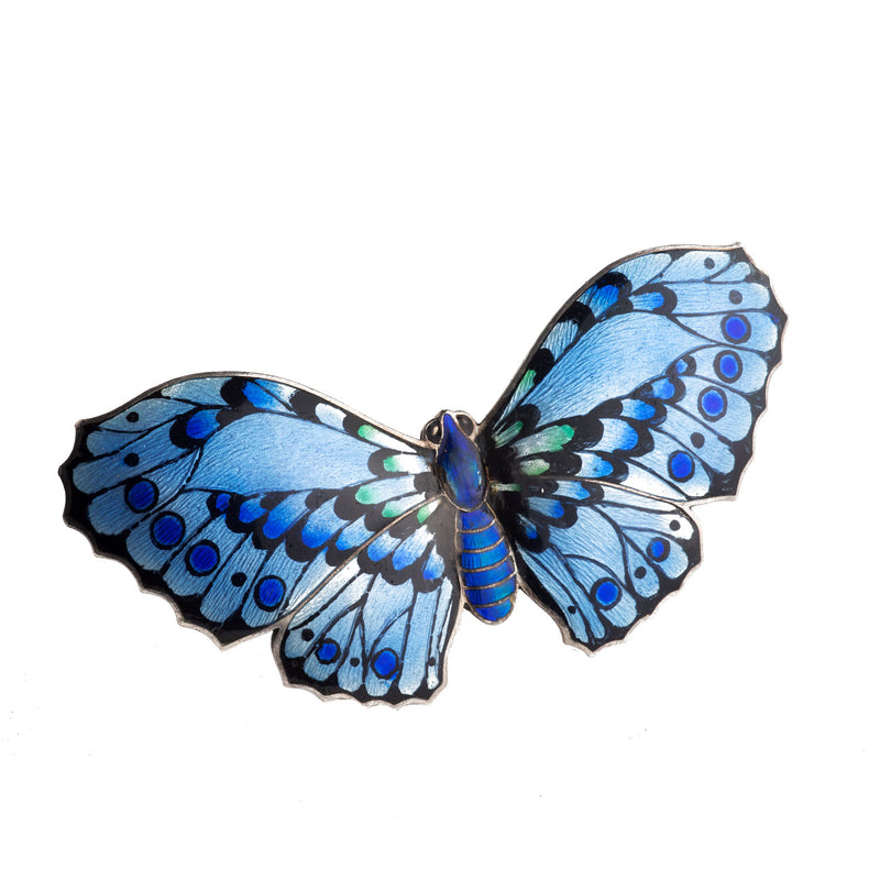 A Blue Enamel Silver Butterfly