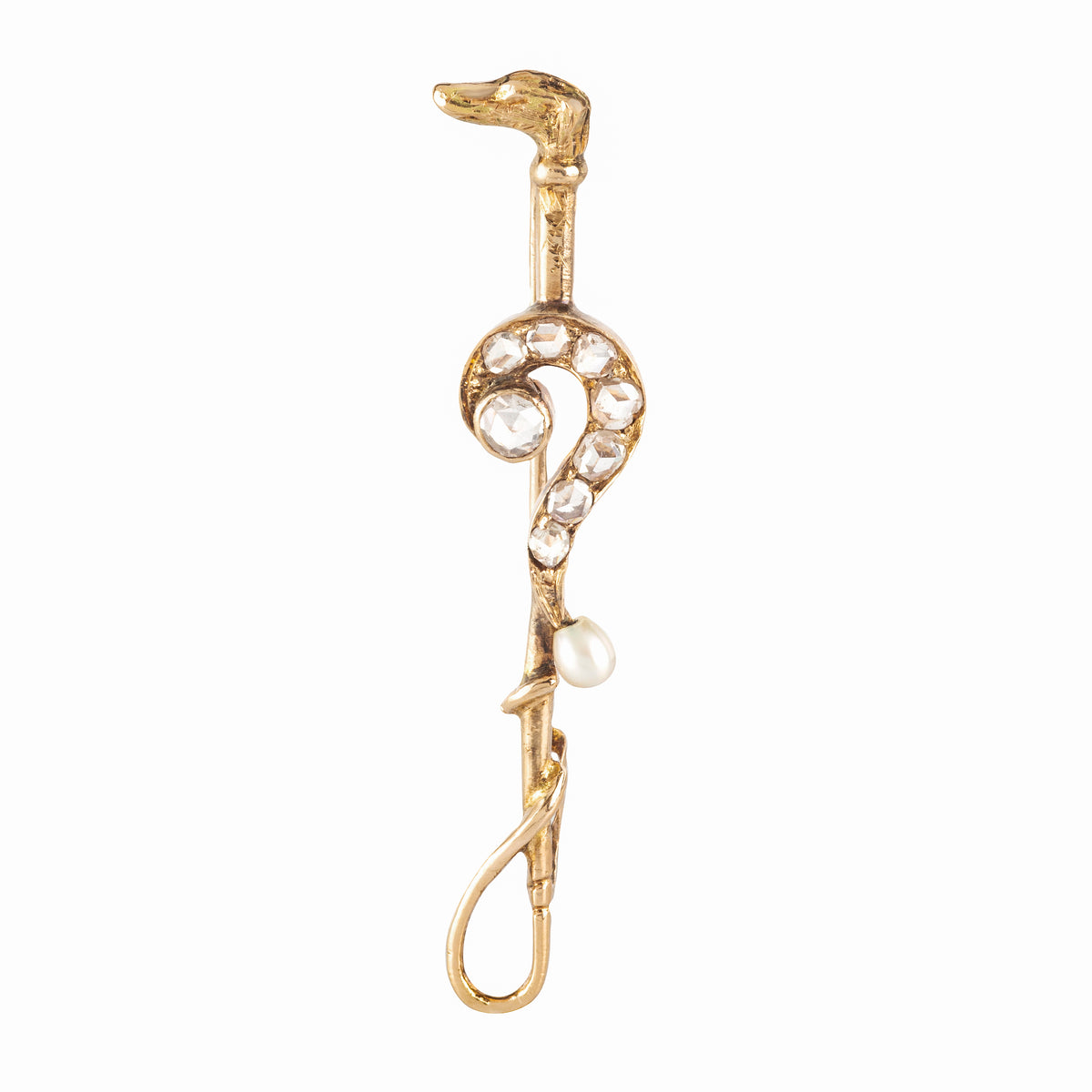 Victorian Gold Diamond Question Mark Brooch