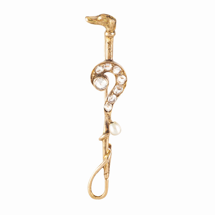 Victorian Gold Diamond Question Mark Brooch