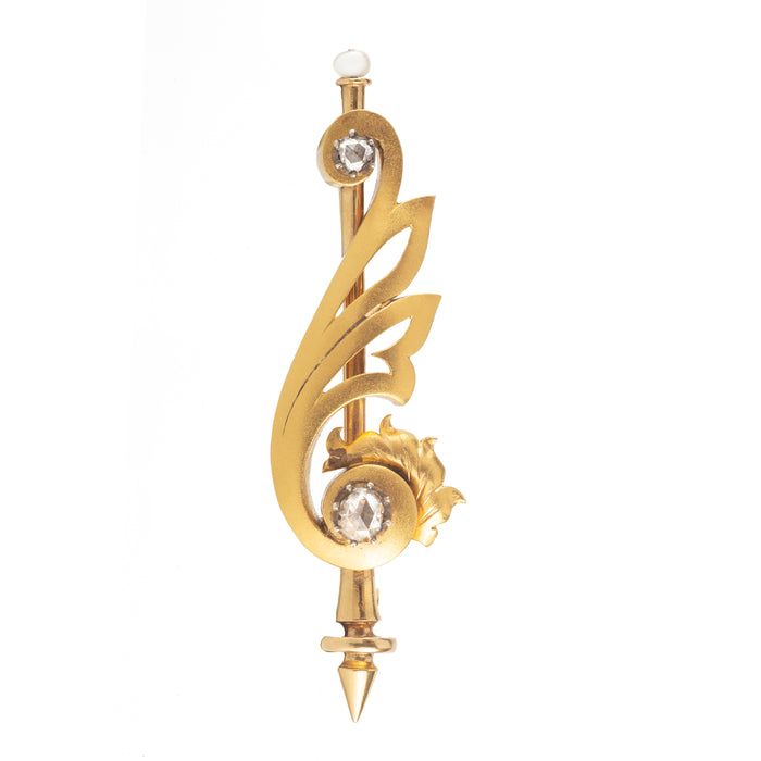 French Gold Diamond Brooch