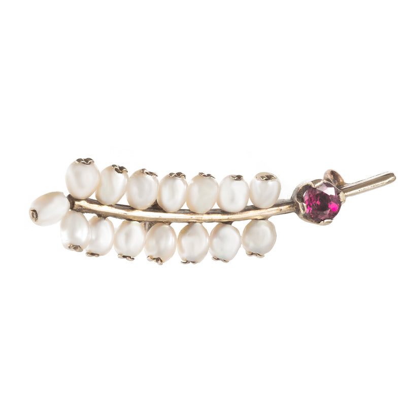 Pearl Ruby Brooch in its original box