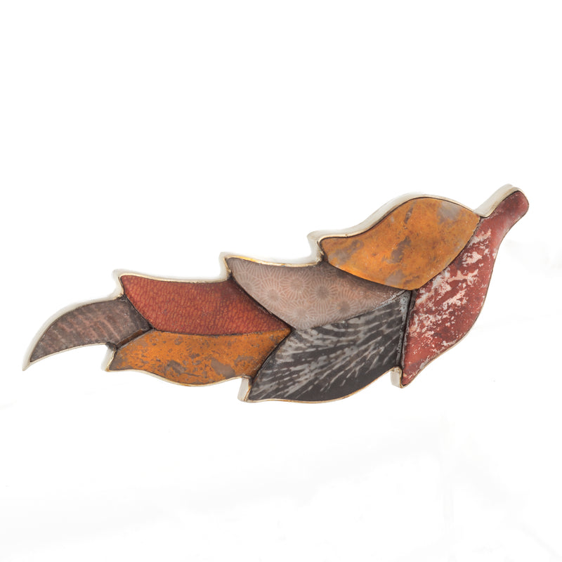 A Silver and Agate Leaf Brooch by the Bradford Brothers