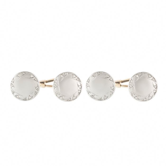 Pair of Platinum Diamond and Gold Cufflinks
