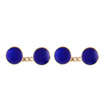 A Pair of Blue Enamel Gold Cufflinks