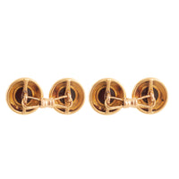 Pair of French Garnet Diamond Gold Cufflinks
