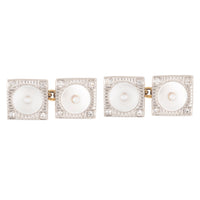 Pair of Square Pearl and Diamond cufflinks