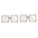 A pair of Square Pearl and Diamond cufflinks