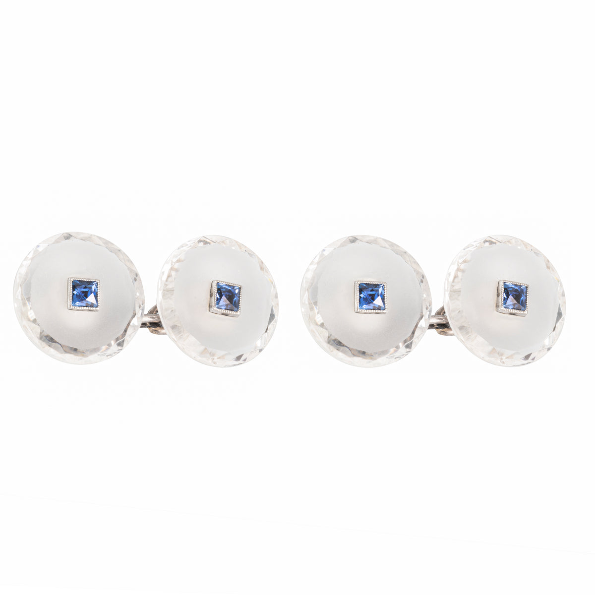 Pair of Rock Crystal Sapphire Cufflinks