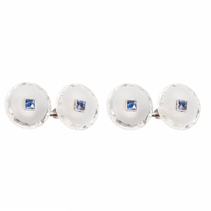Pair of Rock Crystal Sapphire Cufflinks