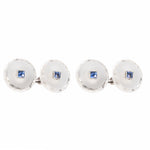 A pair of Rock Crystal Sapphire Cufflinks