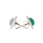 A pair of Silver, Chalcedony, Mother of Pearl stud Earrings