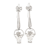 Pair of Platinum Gold Diamond Pearl Earrings