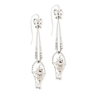 A Pair of Platinum Gold Diamond Pearl Earrings