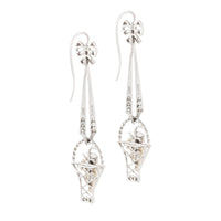 Pair of Platinum Gold Diamond Pearl Earrings