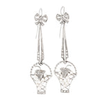 A Pair of Platinum Gold Diamond Pearl Earrings