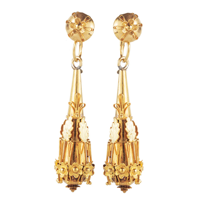 Pair of Victorian Gold Torpedo Earrings