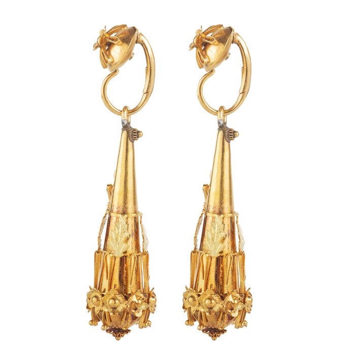Pair of Victorian Gold Torpedo Earrings