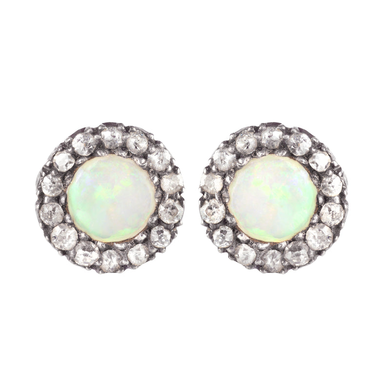 Pair of Deco Opal Diamond Stud Earrings