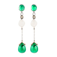 Pair of Emerald Natural Pearl Drop Earrings