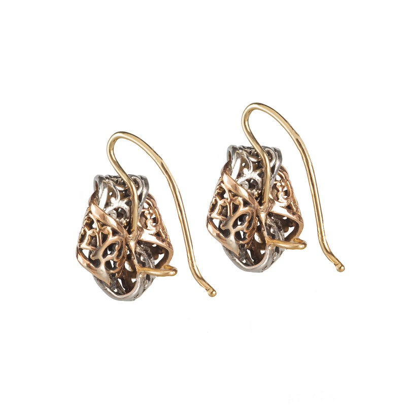 A Pair of Platinum and Gold Earrings