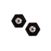 A Pair of Onyx Diamond Gold Stud Earrings